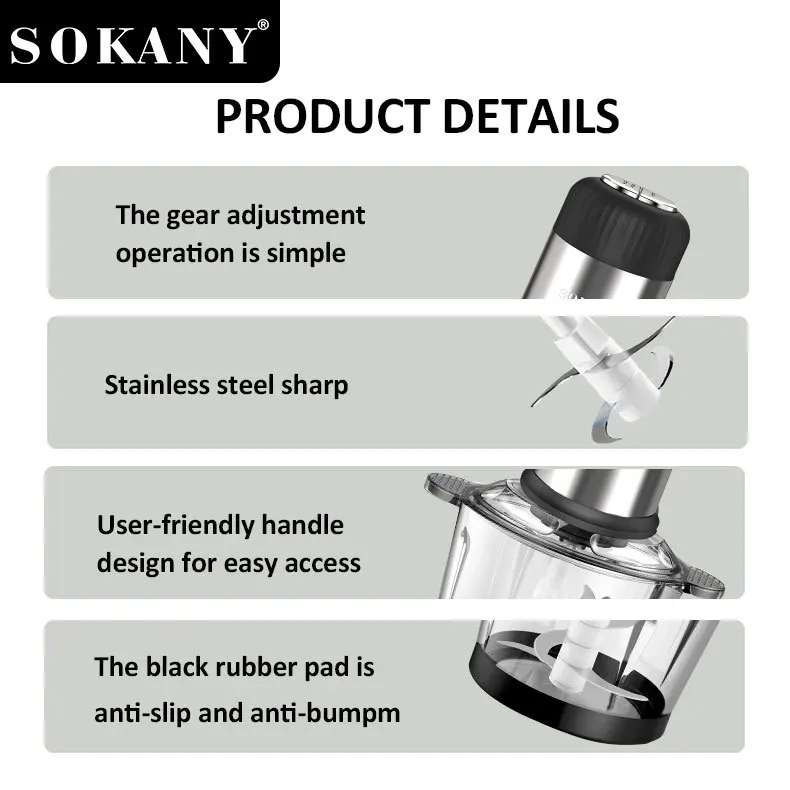 Houselin Meat Grinder, 800W Stainless Steel Meat Grinder Electric, Gear Adjustable, Button Type, Perfect for Frequent Use 6