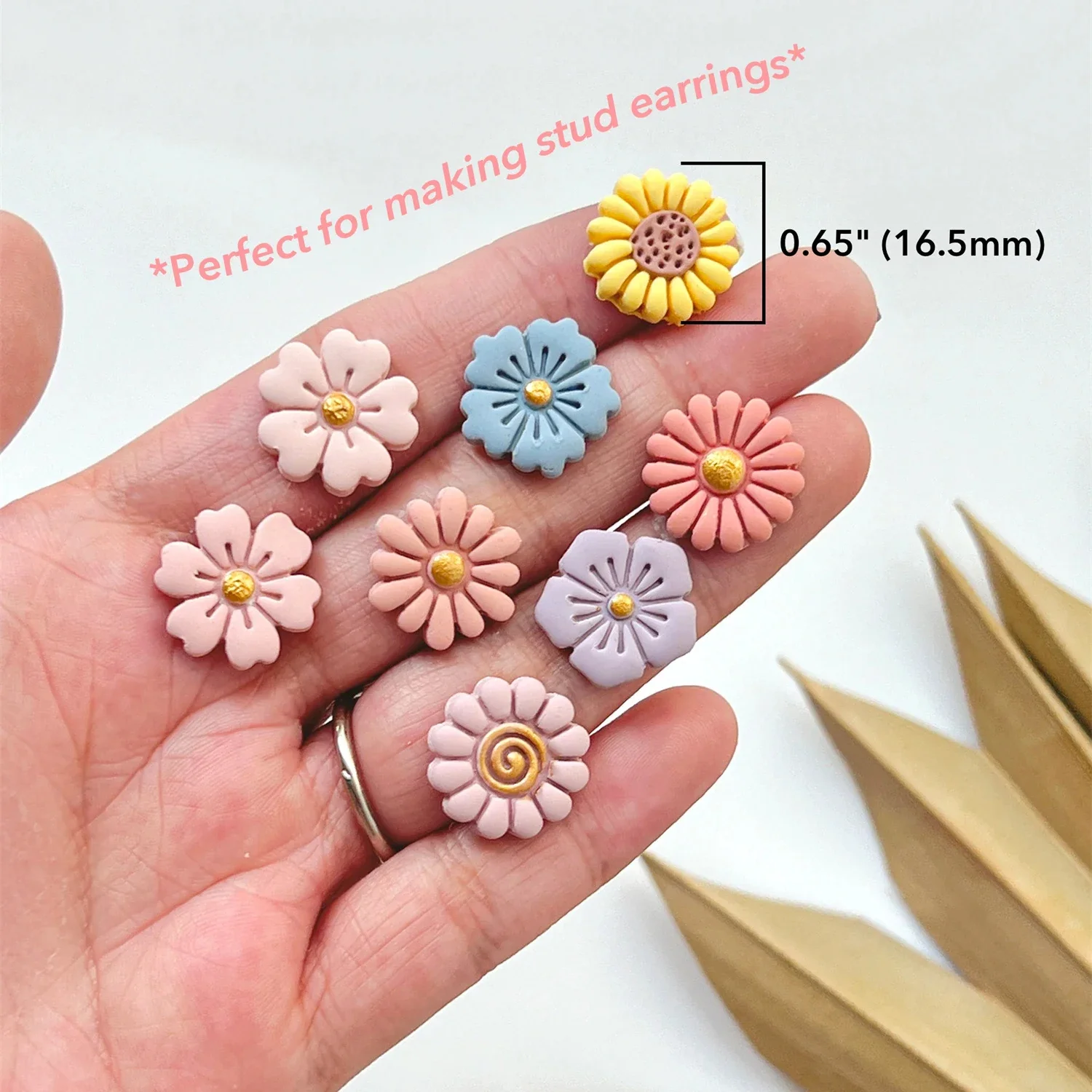 Daisy Flower Earring Mold Polymer Clay Jewelry Pendants DIY Making Tools Soft Pottery Earrings Cutting Die 3D Clay Cutters