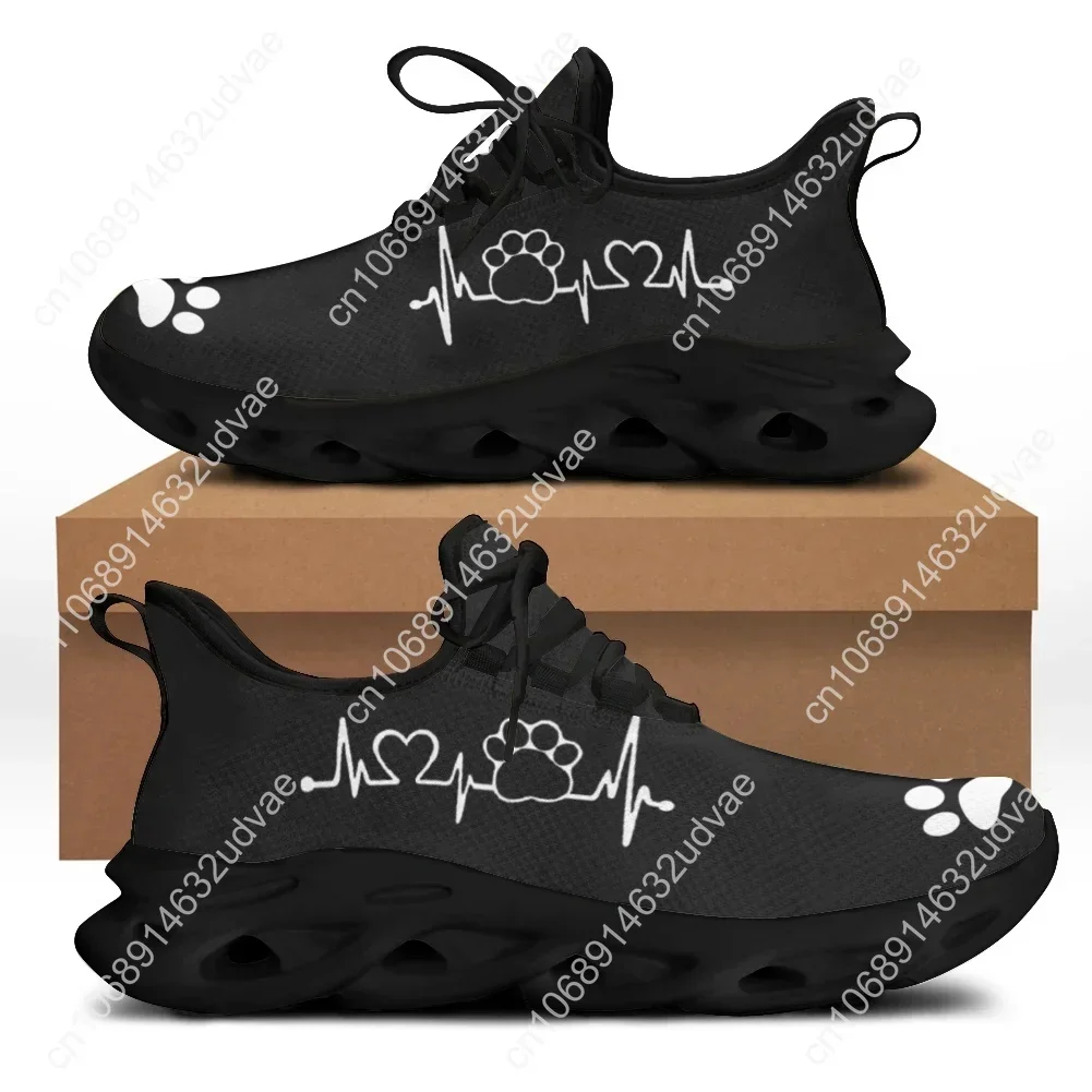 Ladies Casual Animal Paw Print Brand Design Women Lightweight Flat Sneakers Lace-Up Shoes 2022