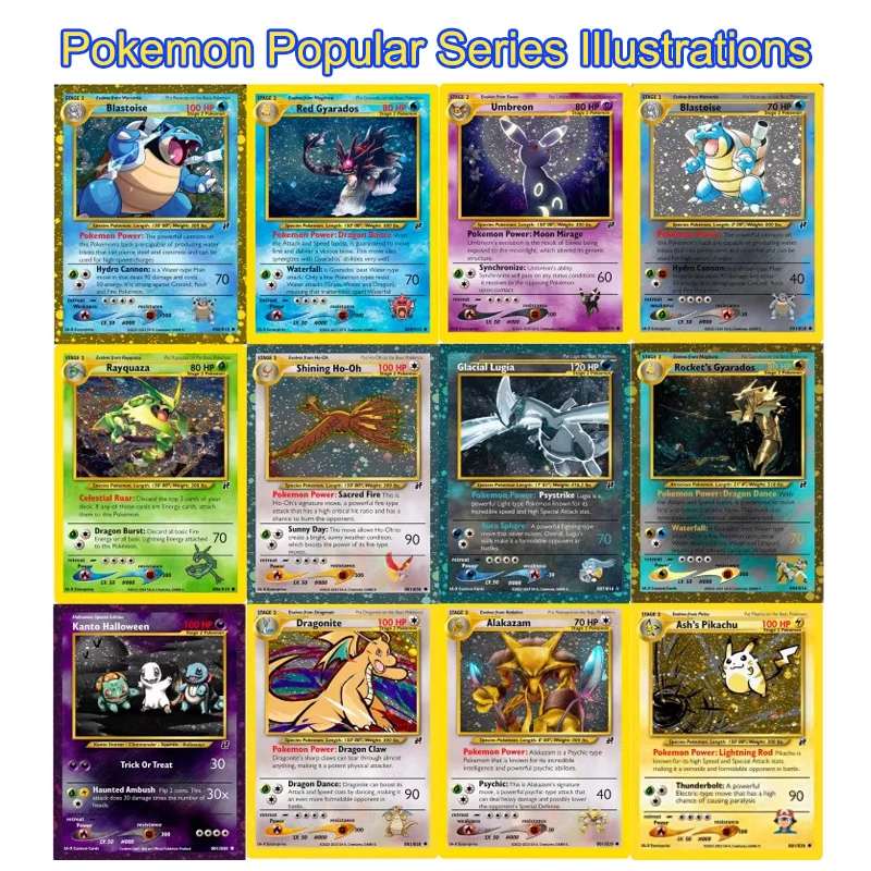 

Pokemon DIY Popular Series Illustrations Art Card Pikachu Charizard Eevee Anime Cartoon Starry Sky English Cards Game Toys Gifts