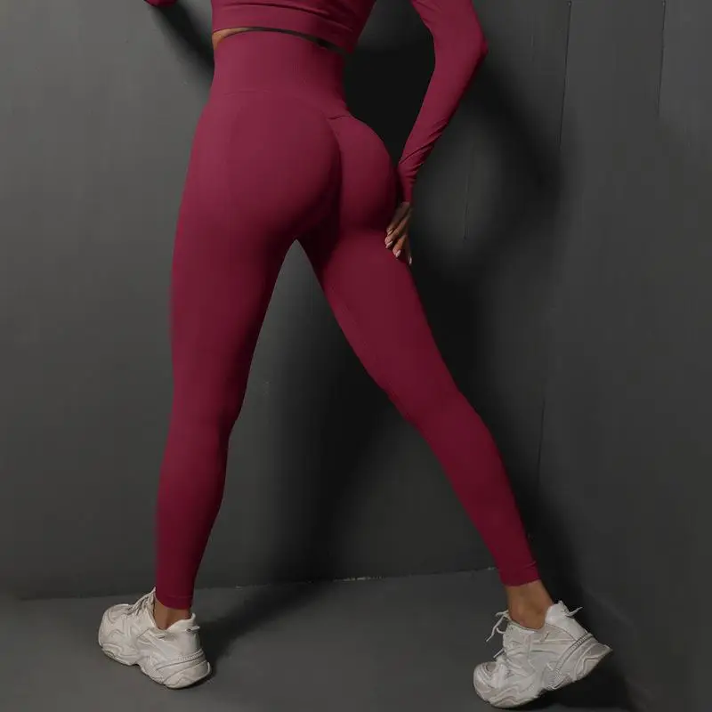 Women Seamless Yoga Pants Quick Drying Sports Leggings High Waist Gym Fitness Tights Workout Booty Scrunch Butt Pants