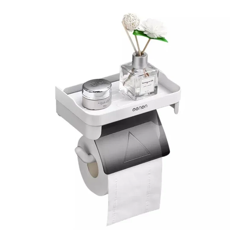 Tissue Holder Tissue Organizer Wall-mounted Waterproof Multifunction Without Drill Top Sundries Storage Bathroom Accessories Toilet Shelf