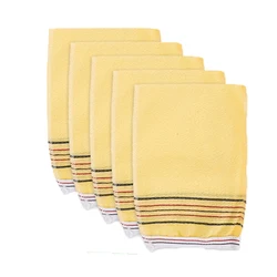 Exfoliating Korean Shower Bath Scrub Glove - Coarse Grain Body Washcloth - 5PCS (Yellow)