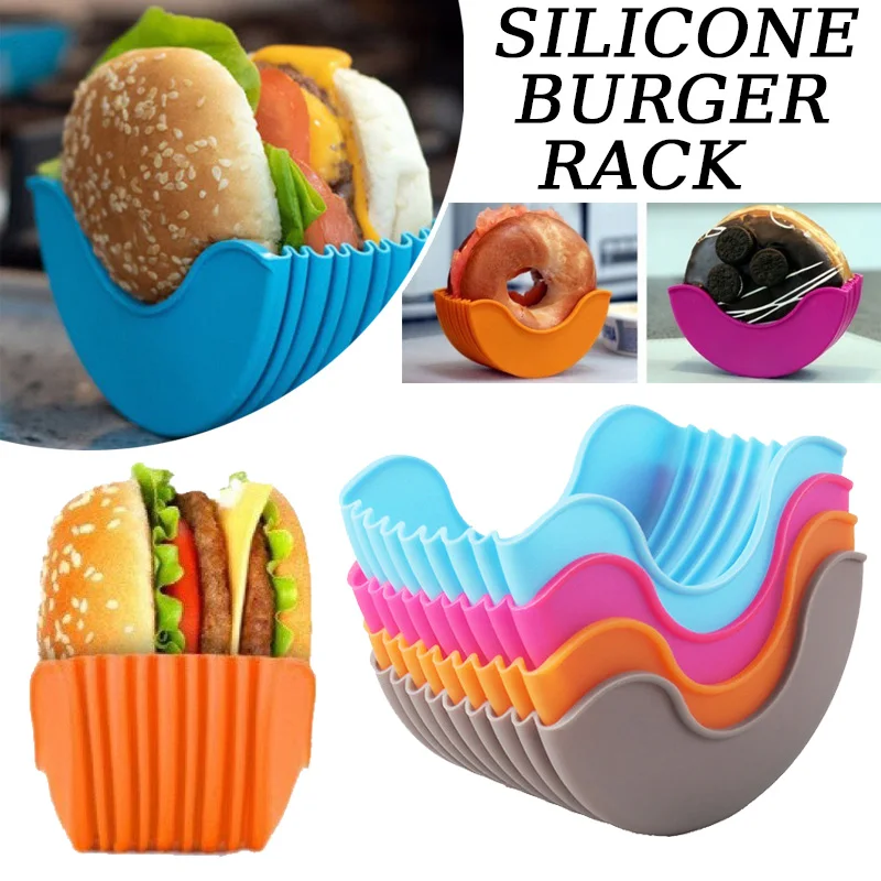 1pc Silicone Hamburger Holders Contact-free Reusable Sandwiches Holder Household Kitchen Accessories Gadgets for Home VIE LENTE