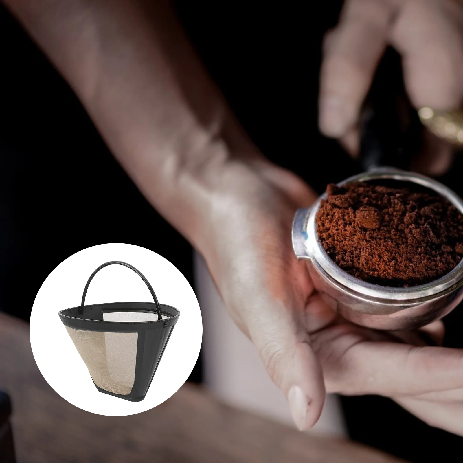 

Reusable Cone Coffee Filters Stainless Steel Leach Coffee Mesh Cup Basket for Coffee Bar Brewer ( Golden )