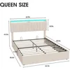 Queen Size Lift Up Storage Bed Frame with Adjustable Headboard, Charging Station, LED Lights, Wood Slats, Noise-Free 2