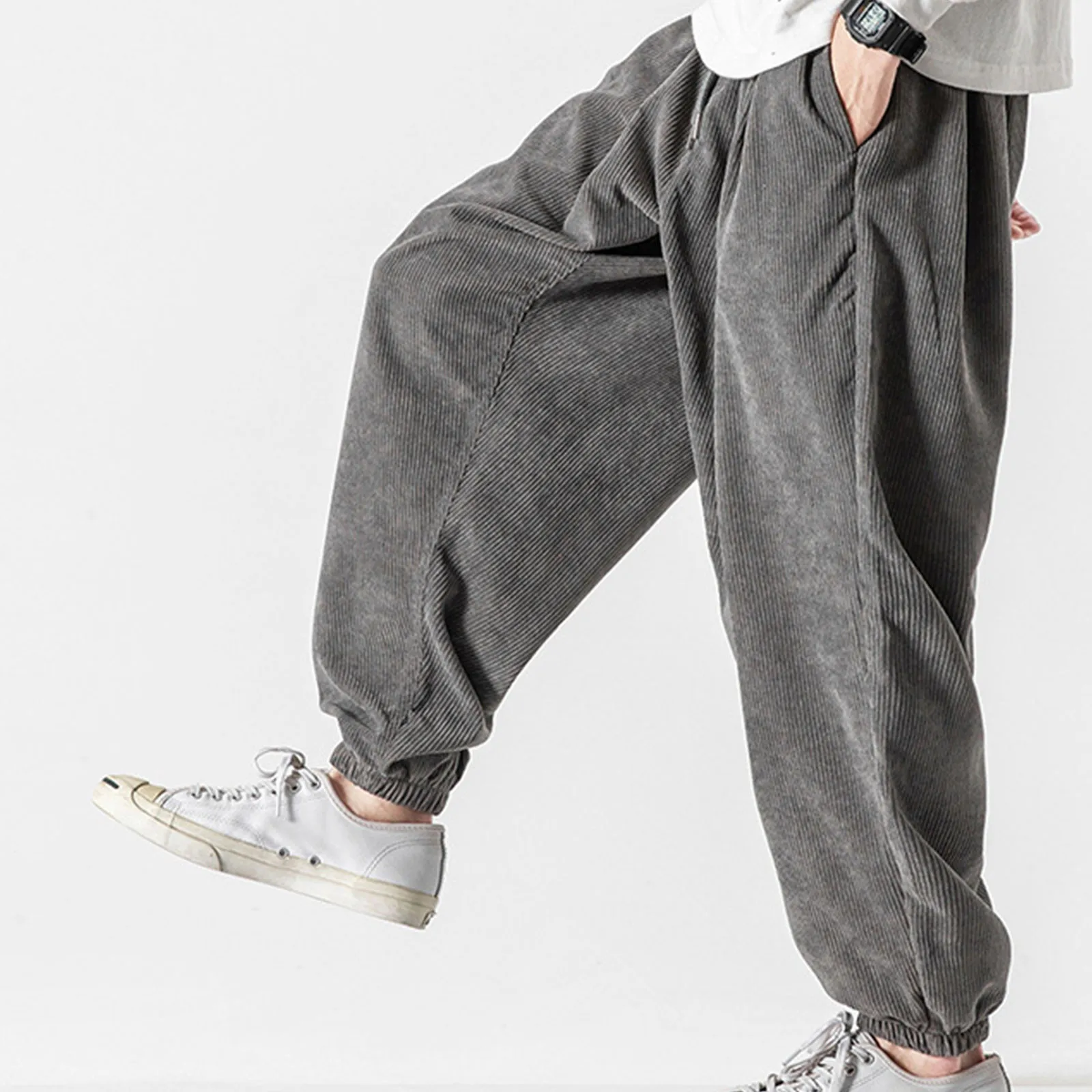 

Classic Mens Japanese Retro Sweatpants Loose Long Harem Pants Casual Sports Workout Joggers Solid Drawstring Track Trousers 2024