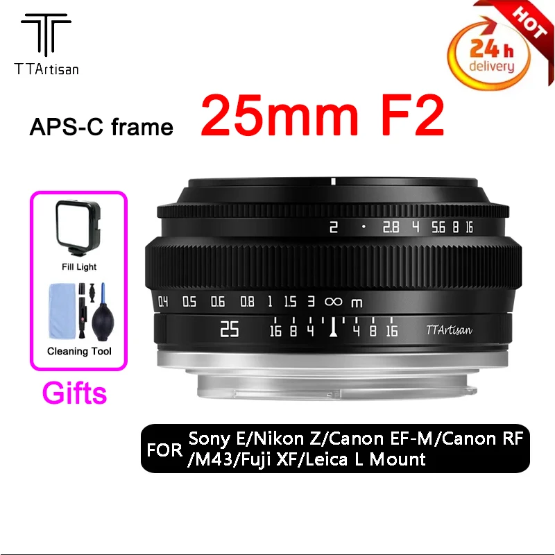 Obiettivo Per Fotocamera Ttartisan 25Mm F2 Per Sony E Mount A6400 Fujifilm Xa Xt4 Xt30 Canon M50 R7 R10 Panasonic Olympus M43 Nikon Z30 Z50