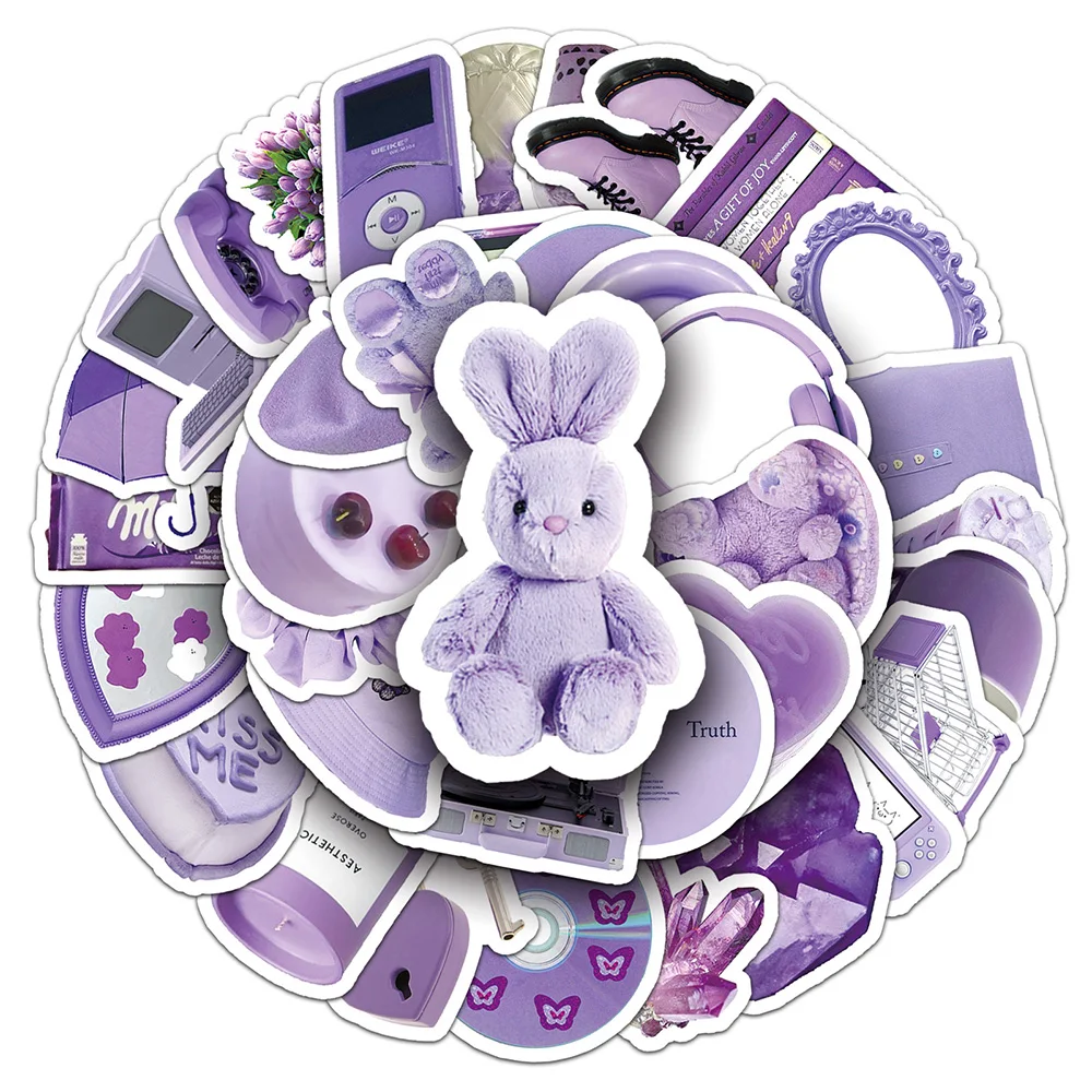 

10/30/50PCS Purple INS Style Cartoon Sticker DIY Phone Laptop Luggage Skateboard Graffiti Decals Fun for Kid Gift