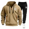 Tracksuit Mens Sets Hoodie + Pants Two-piece Multi-pocket Zipper High Quality Autumn Winter Sportswear Fashion Suit Men Clothing 5