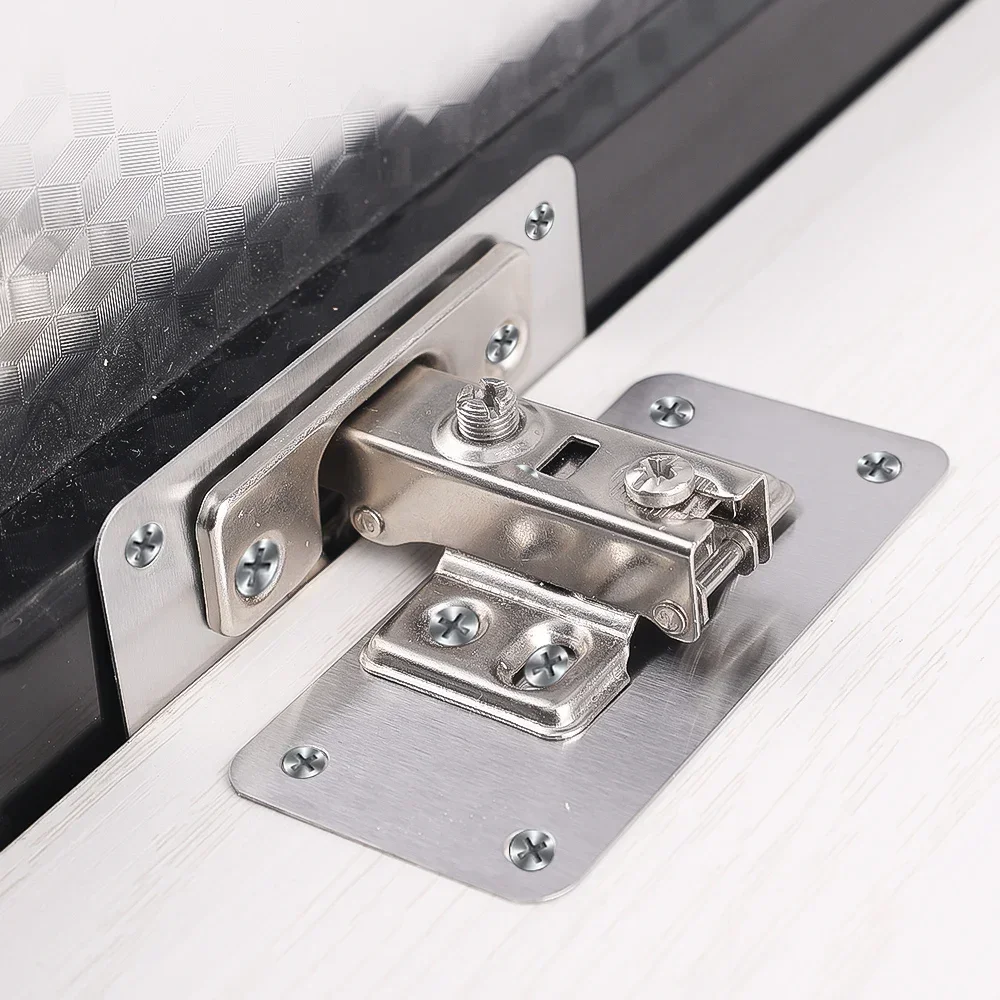 Cabinet Hinge Repair Plates Kit Stainless Steel Kitchen Cupboard Door Hinge Mounting Fixing Plate with Hole Hardware Accessories