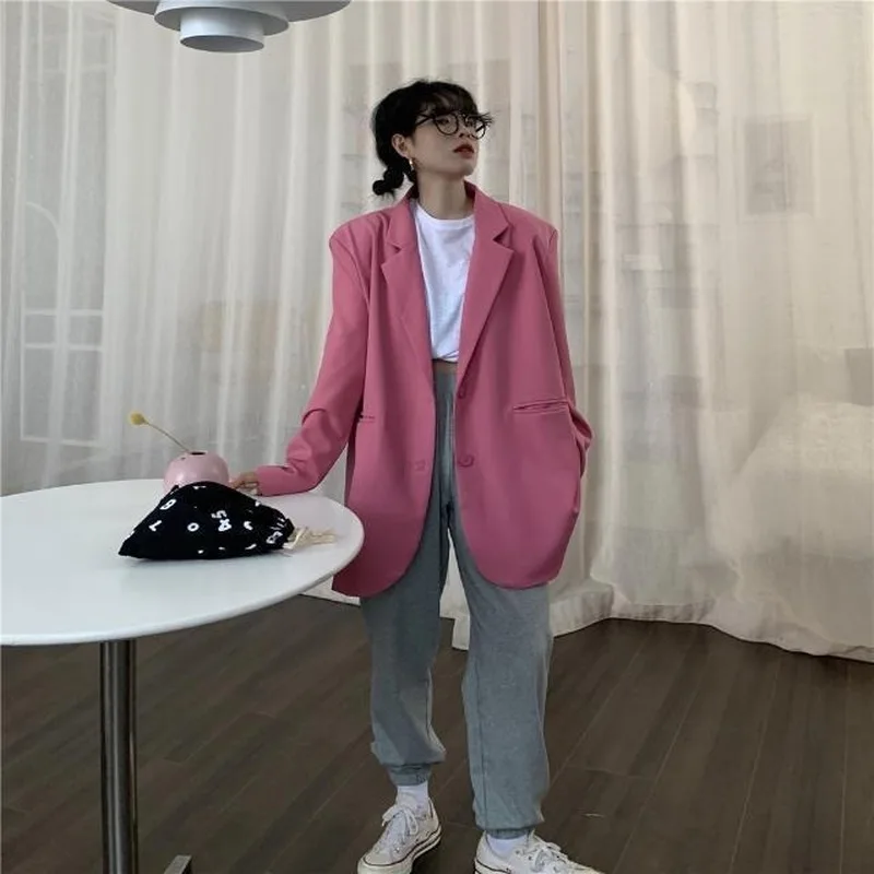 2024 New Korean Fashion White Chic Blazers Autumn Women Coat Causal Solid Suits Jacket Long Sleeve Loose Sweet Blazers Feminimos