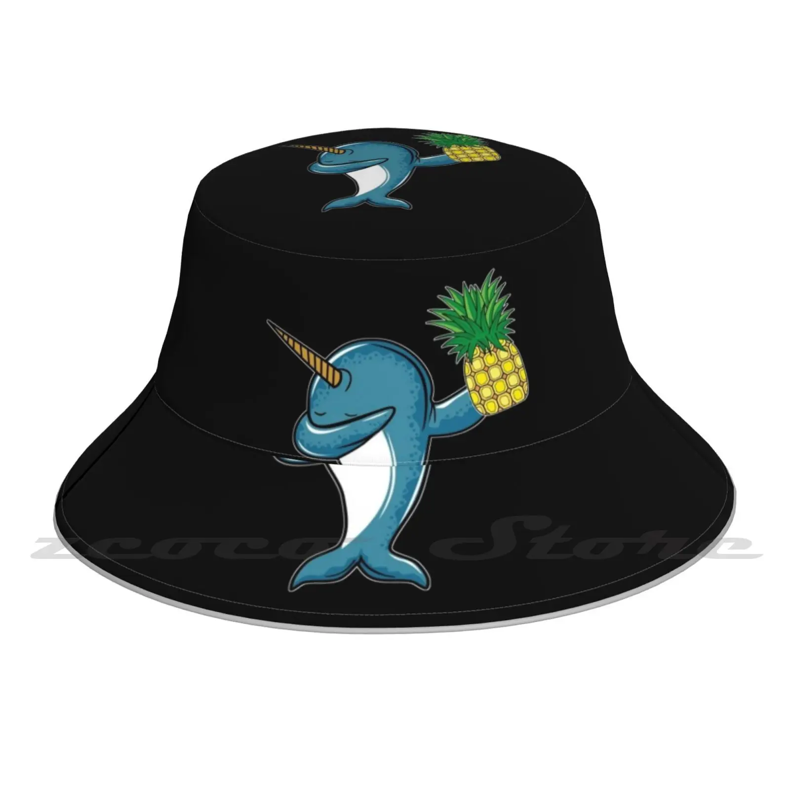 

Dabbing Narwhal Unicorn Aloha Beach Hawaiian Gift Cap Diy Foldable Sunshade Fashion Leisure Bucket Hat Narwhal Unicorn Hawaiian