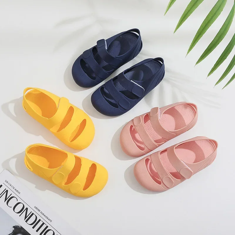 Children Sandals Hollow Out Closed Toe Beach Shoes Breathable Candy Color Roman Sandals Boys Girls Soft Non-slip Kids Shoes kids shoes children sandals kids sandals beach shoes
