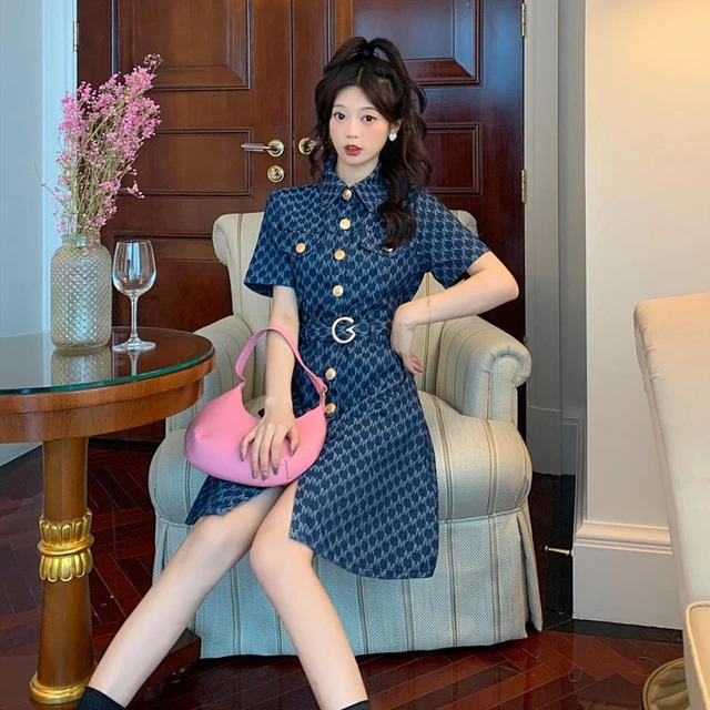 2023 Summer Women's Dresses Korean Chic and Elegant Fancy Women Denim Dress  Vintage Luxury Loose Plus Size Short Dresses - AliExpress