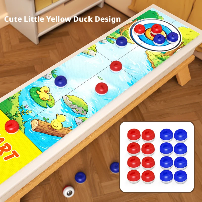 Giochi da tavolo con motivi a cartoni animati per bambini: gioco da tavolo Curling con 8-16 rulli e dischi da shuffleboard, giocattoli interattivi per divertimento in famiglia - immagine 6