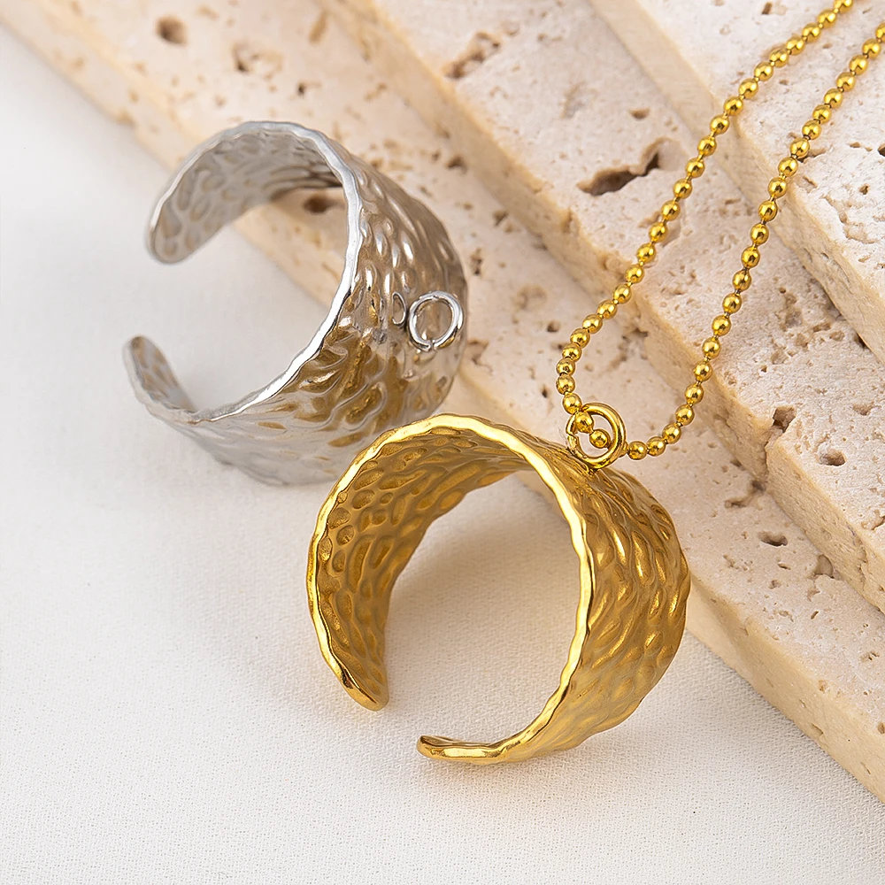 2 Stück gehämmerte breite Ringe aus Edelstahl, verstellbare offene Ringbasen mit Schlaufen für DIY-Ring- und Armband-Schmuckherstellung – Detail 1