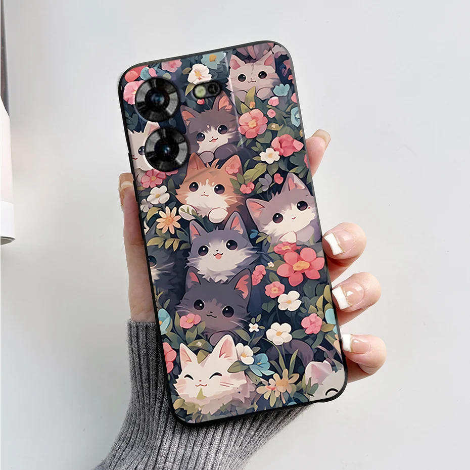 Stylish Black Silicone Phone Case with Pattern - Slim and Soft  Cover