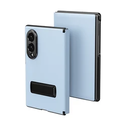 Magnetic PU Leather Shockproof Flip Cover with Aluminum Stand - Full Protection Case for Galaxy Z Fold4 (Peak Blue)