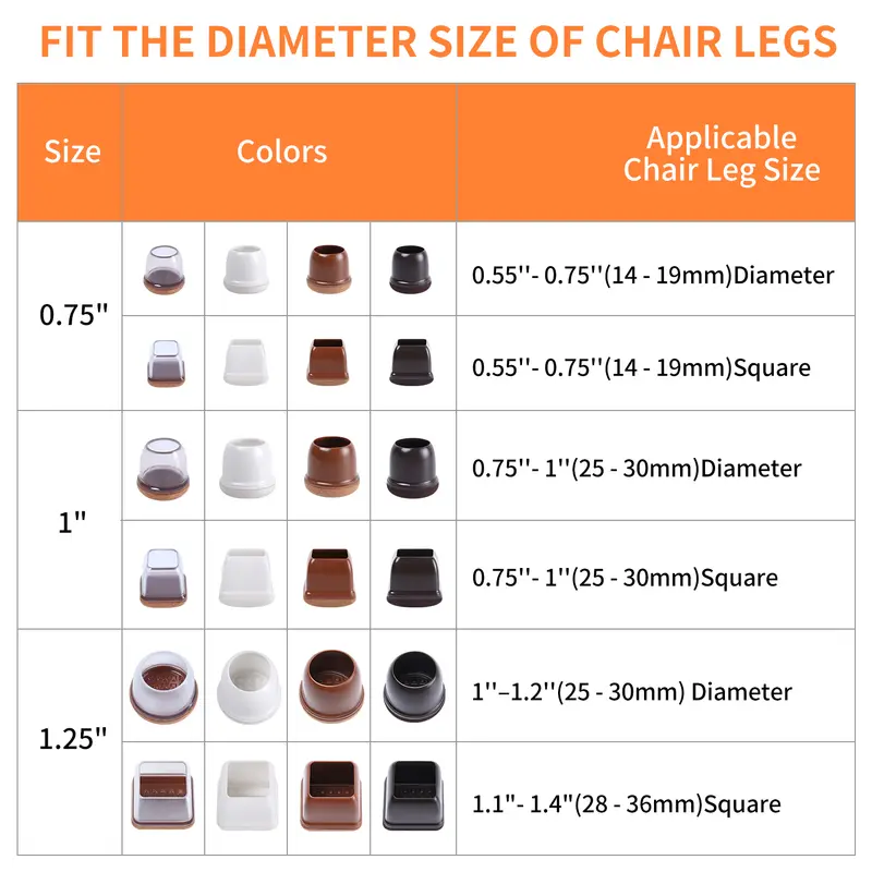 8PCS Upgraded Chair Leg Covers Silicone Anti-Slip Felt Furniture Feet Protectors from Scratches for Hardwood Floor Reduce Noise - Image 6
