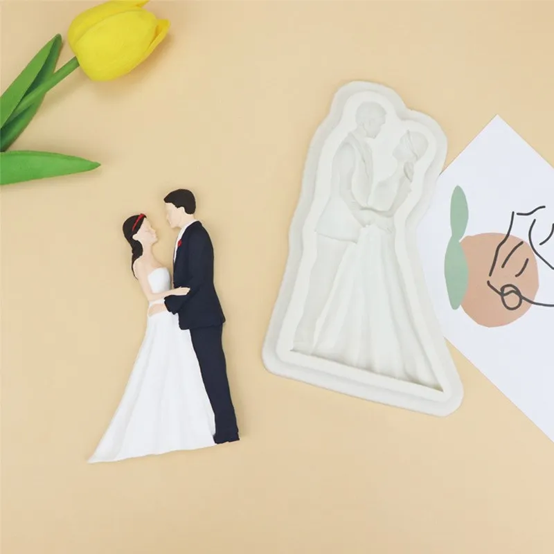 

Bride And Groom Silicone Mold Wedding Cake Plug-in Decorative Fondant Craft Chocolate Dessert Pastry Accessories Kitchen Baking