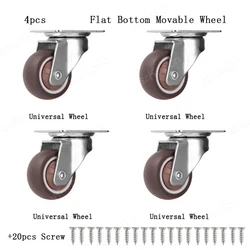 Set of 4 Heavy-Duty Swivel Casters with Mute Rubber Wheels for Furniture and Office Chairs (A-Movable)