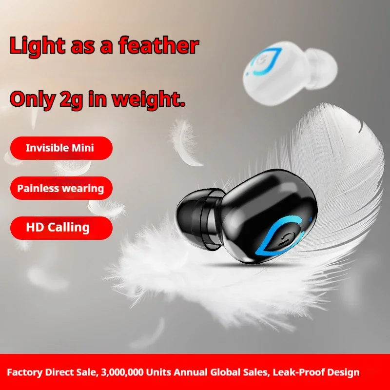 Compact Wireless Bluetooth Noise-Canceling In-Ear Headset with Microphone