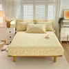 Bonenjoy 1 pc 100%Cotton Fitted Sheet Floral Flower Printed Bed Cover with Elastaic Queen/King Size Bed Fitted Sheet 180x200cm 3