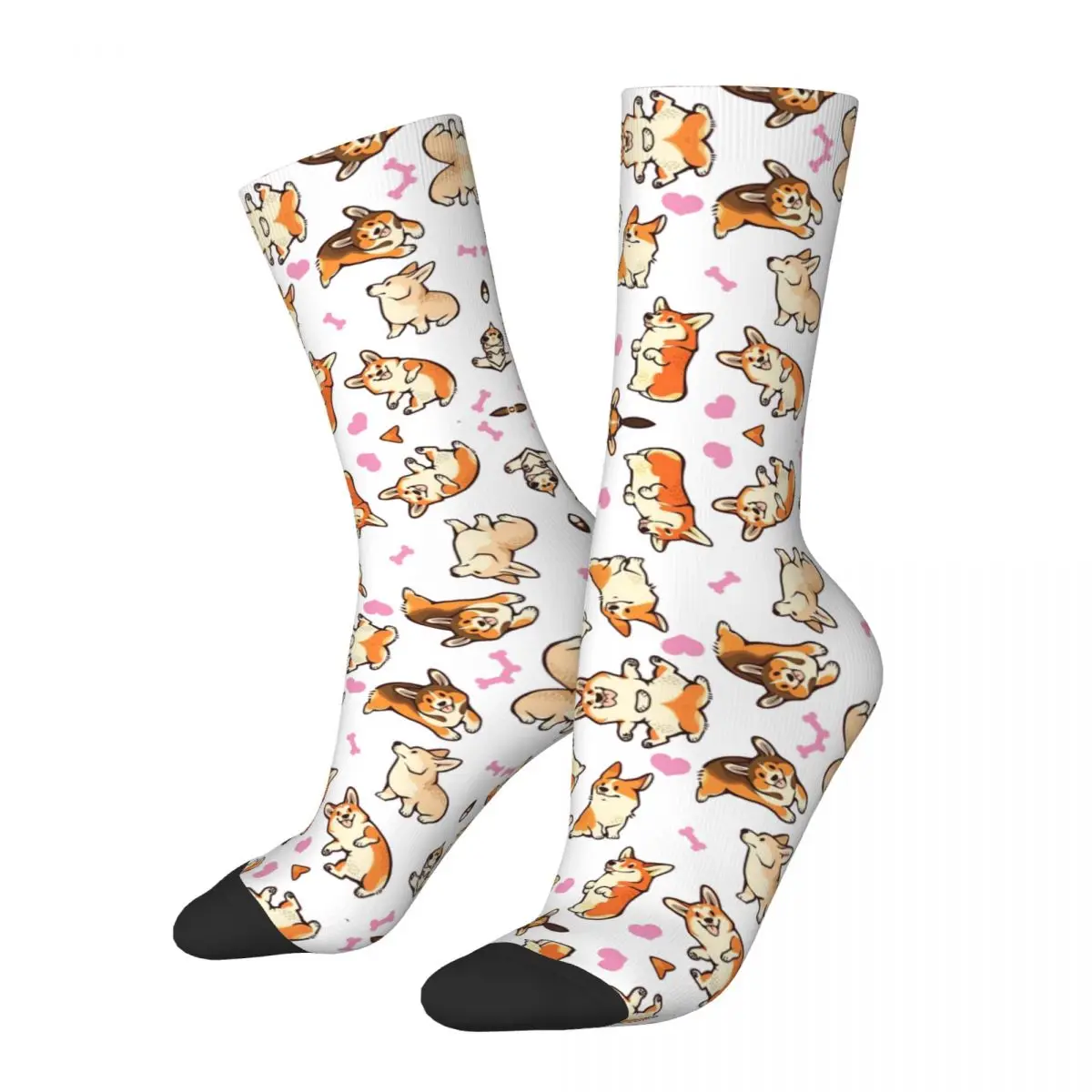 

Lovey Corgis In Pink Socks Harajuku Sweat Absorbing Stockings All Season Long Socks Accessories for Man's Woman Birthday Present