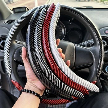 1PC DIY Car Steering Wheel Covers Booster Micro Fiber Leather Auto Interior Decorative Accessories Glossy Carbon Fiber Looking 1
