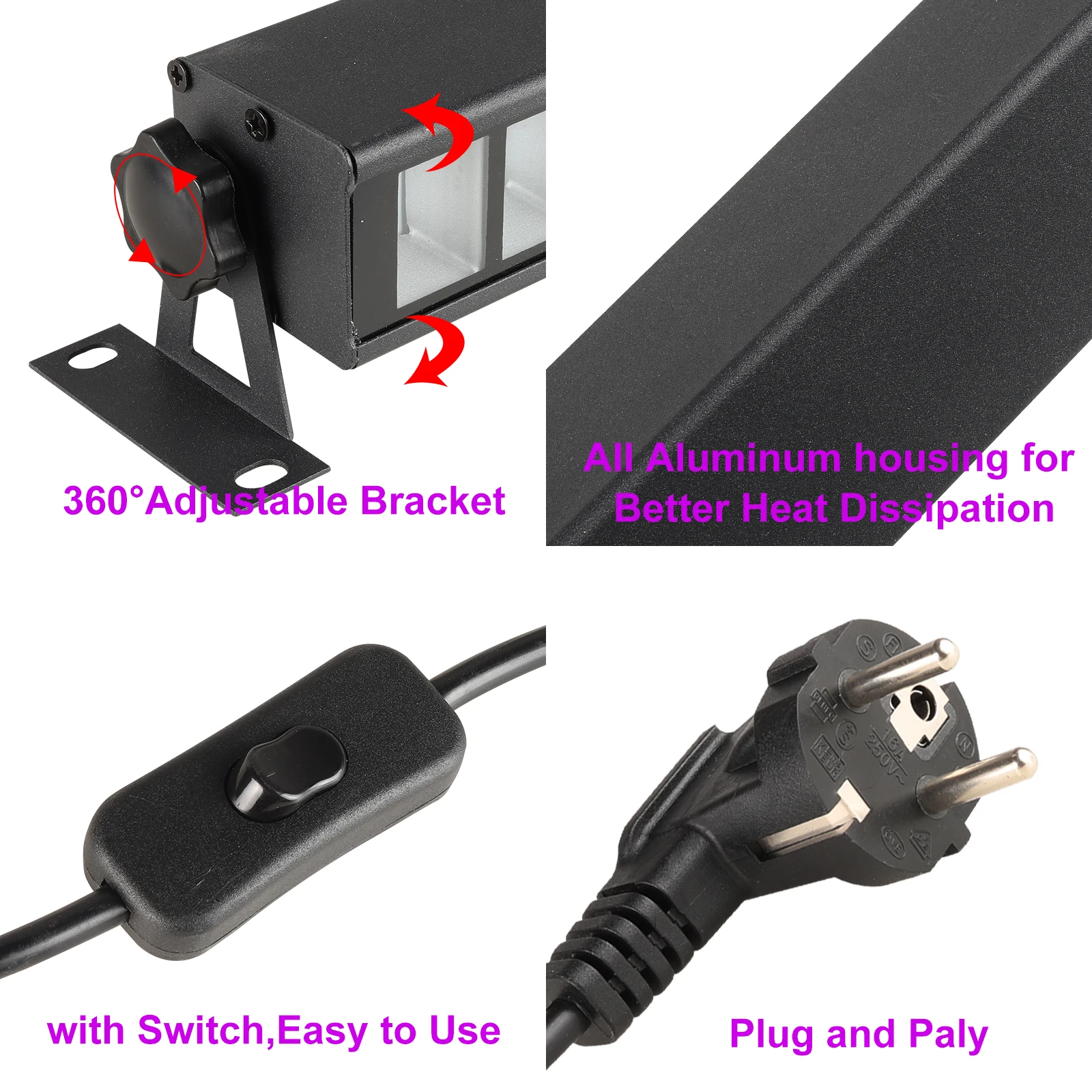 40W 3 Pack LED Black Light Bar, UV BlackLights ，Light UP 22*22ft*3，Fluorescent Body Paint Halloween Decorations