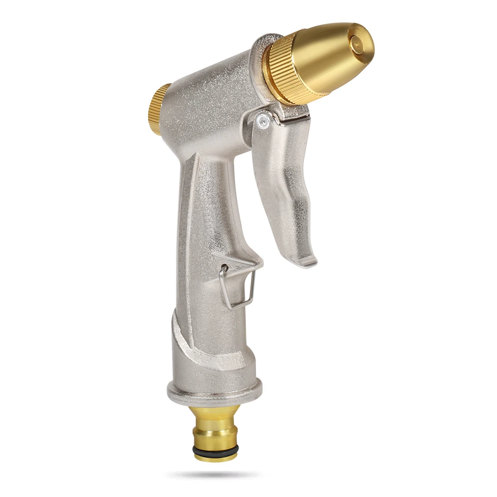 1Pcs High Pressure Water Spray Gun All Metal Plating Garden Hose Adjustable Mode