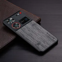 Luxury Bamboo Wood Pattern Leather Case - Elegant and Durable Protection for ZTE nubia Z60 Ultra (Dark Gray)