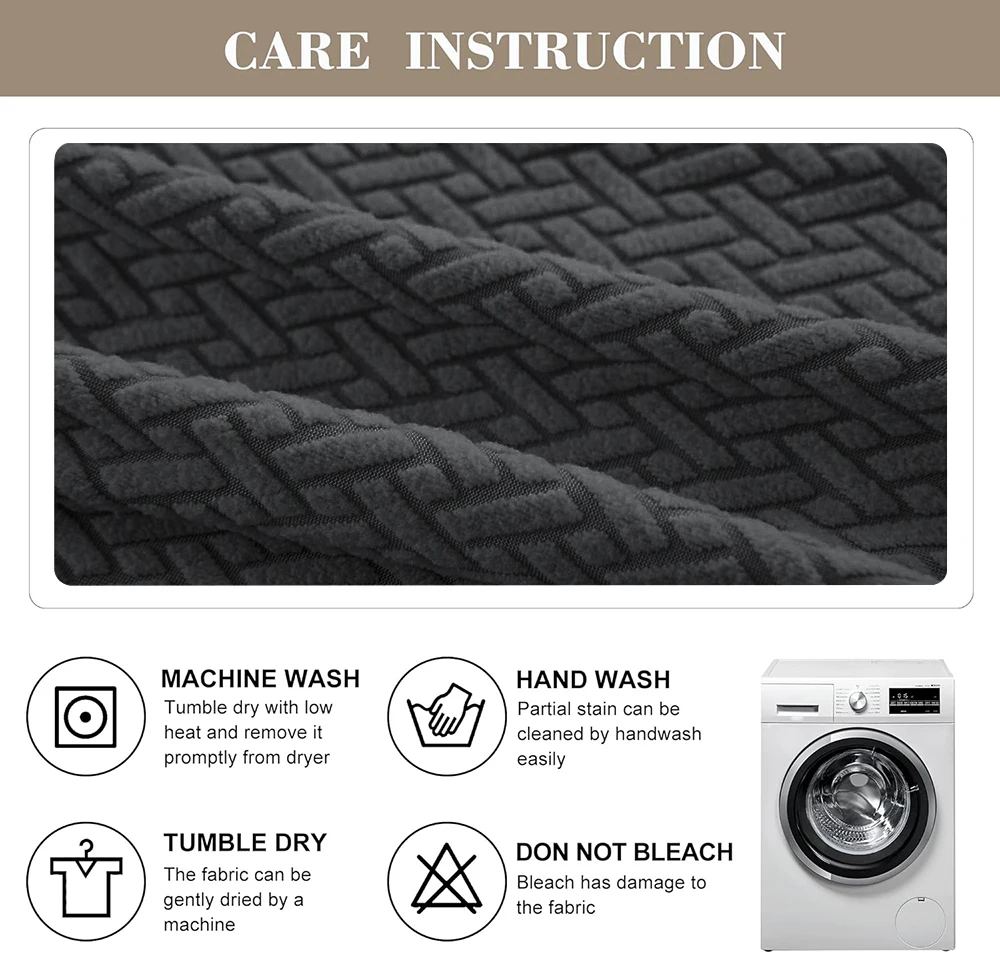 Description Picture 4 of itemJacquard Stretch Sofa Cushion Covers Soft Pure Sofa Seat Slipcover for Home Hotel Washable Elastic L-Shaped furniture Protector