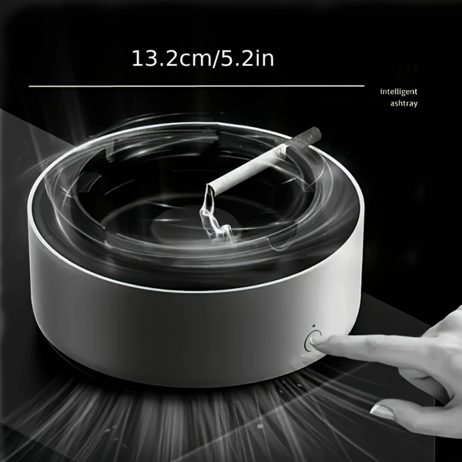 Ashtray Air Purifier with Smoke Inhaling & Odor Removal Feature-Round Plastic Design, Indoor/Office/Car Use-2 AA Batteries