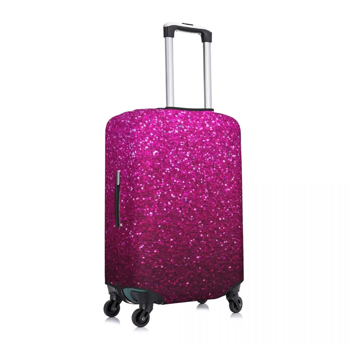Metallic Glitter Print Suitcase Cover Pink Ombre Sparkles Fun