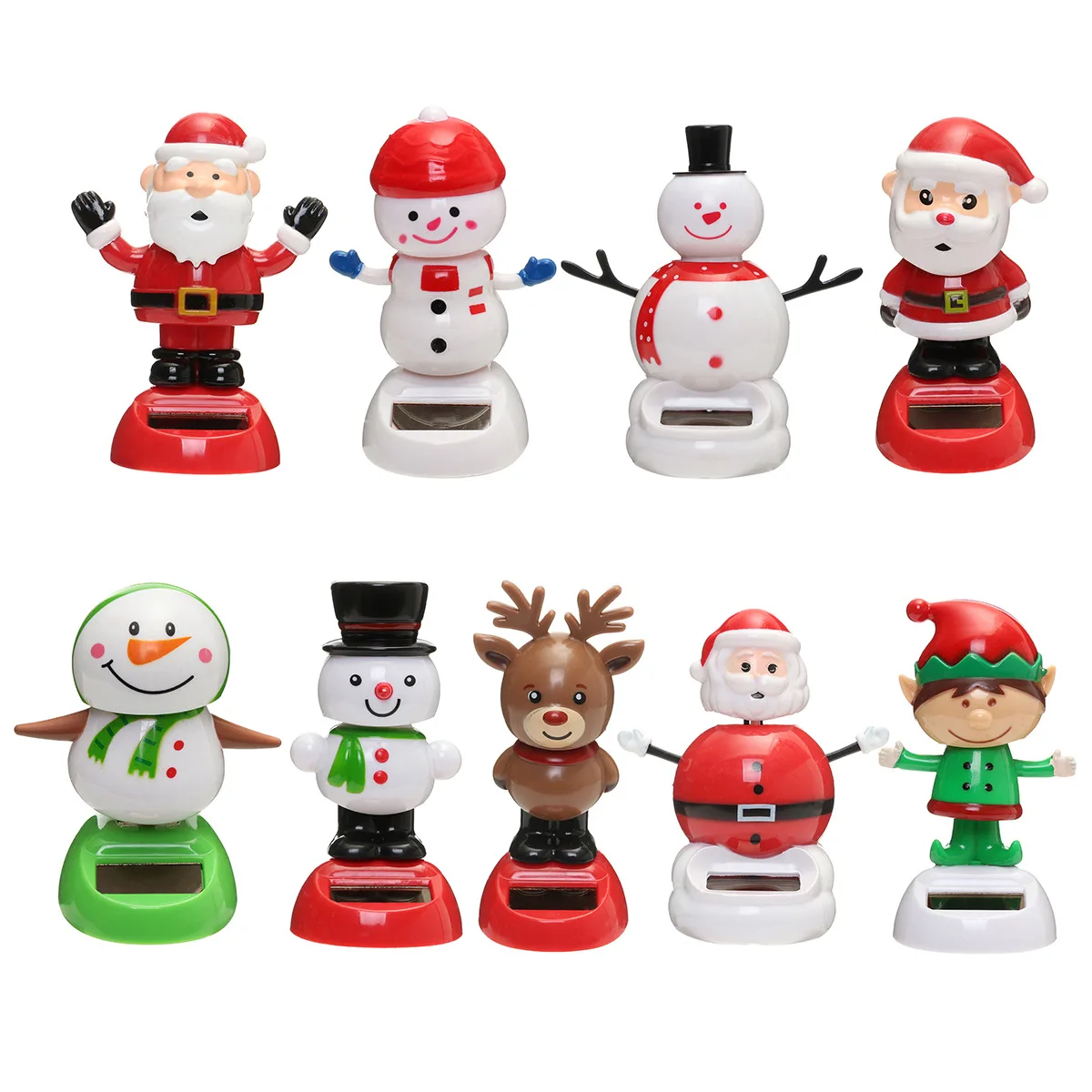 Christmas Series Swinging Solar Doll Car Ornament Funny Santa Claus Snowman Moose Solar Swinging Doll Desktop Decoration solar kimono doll ornament