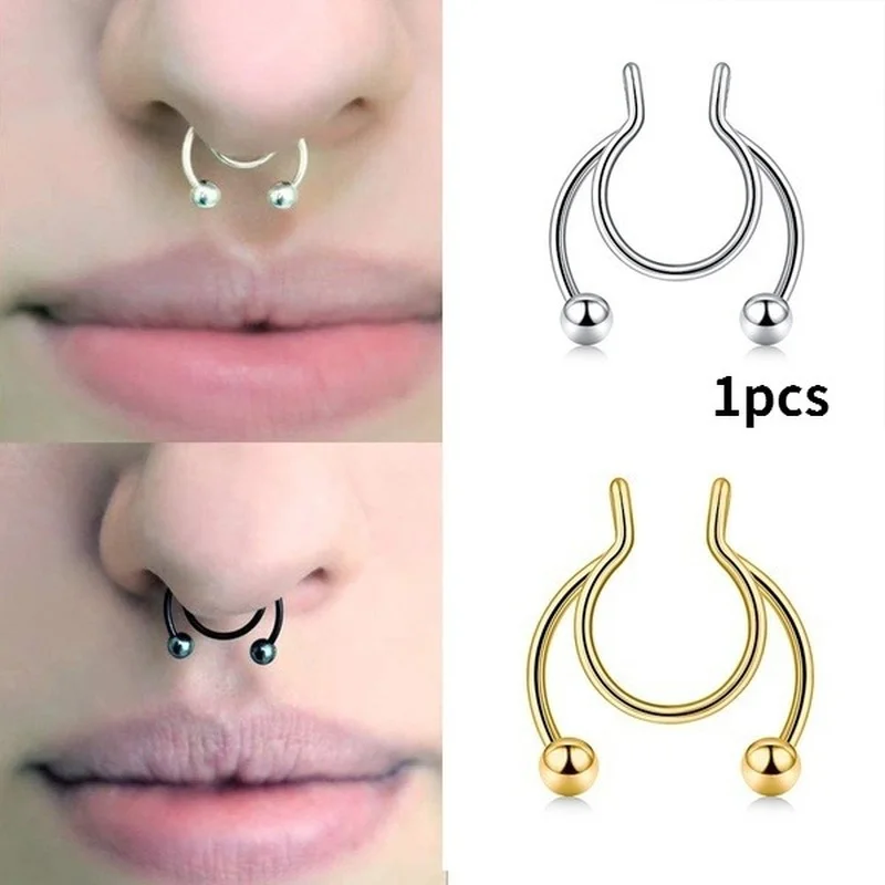 Stainless Steel Nose Ring Clip Piercing Jewelry 1pcs Fake Colorful Nose Ring Aliexpress