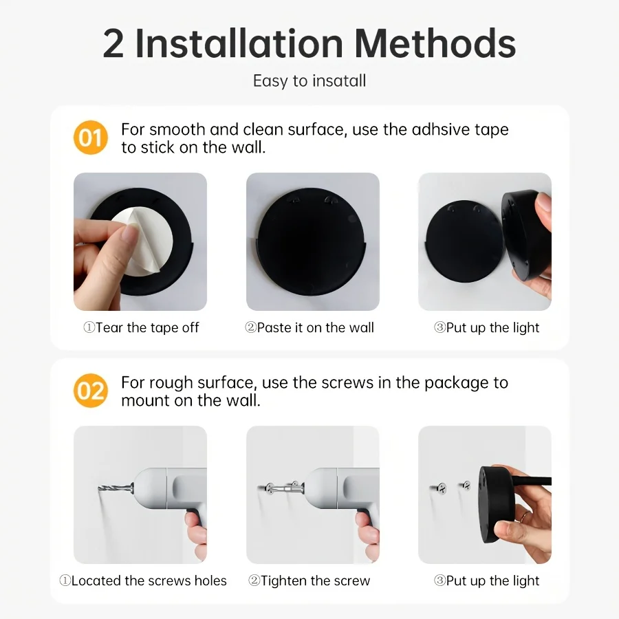 1pc Rechargeable Spotlight No Wiring No Punching No Installation  Wireless Home Background Wall Mural Light Smart Led Wall Light 6