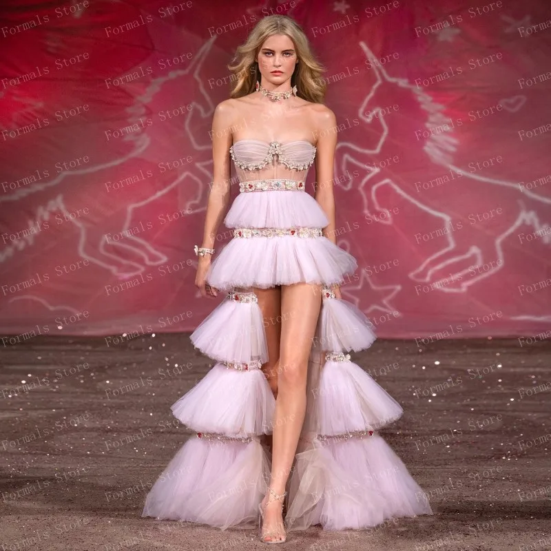 Robe de Bal en Tulle Rose Clair pour Femme, Tenue de Soirée