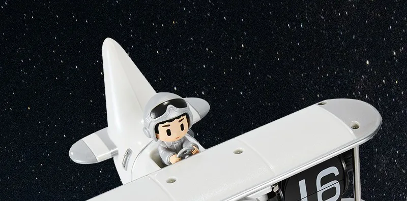 Plastic Case Creative Table Clocks Vintage Aircraft Moulding Desk Clock Auto Page-Turning