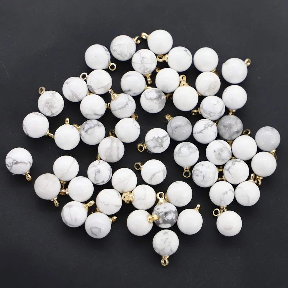 8MM Natural Stone White Turquoise Ball Shape Necklaces Pendants Semi Precious Charms DIY Jewelry Bracelet Earring Making 30Pcs