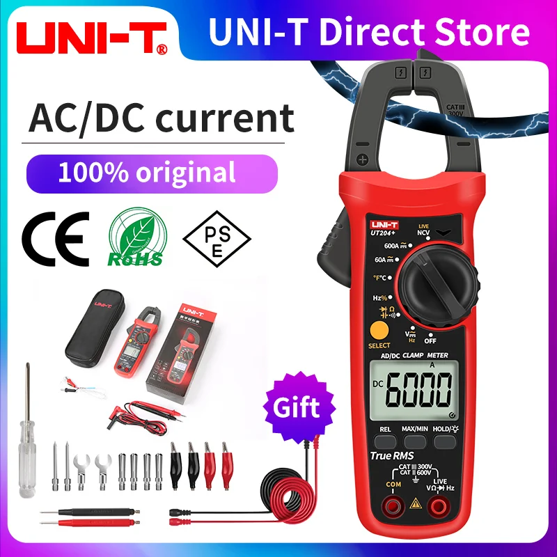 UNI-T Clamp Meter UT210D UT210E UT201+ UT202+ UT202A+ UT203+ UT204 Plus AC DC Pliers Ammeter Voltmeter Digital Clamp Multimeter