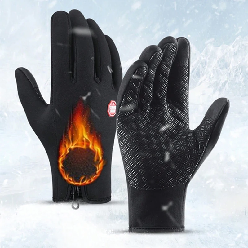 Winter warm gloves for men, touch screen, anti-slip, waterproof and windproof, cycling sports gloves for women, outdoor hobbies