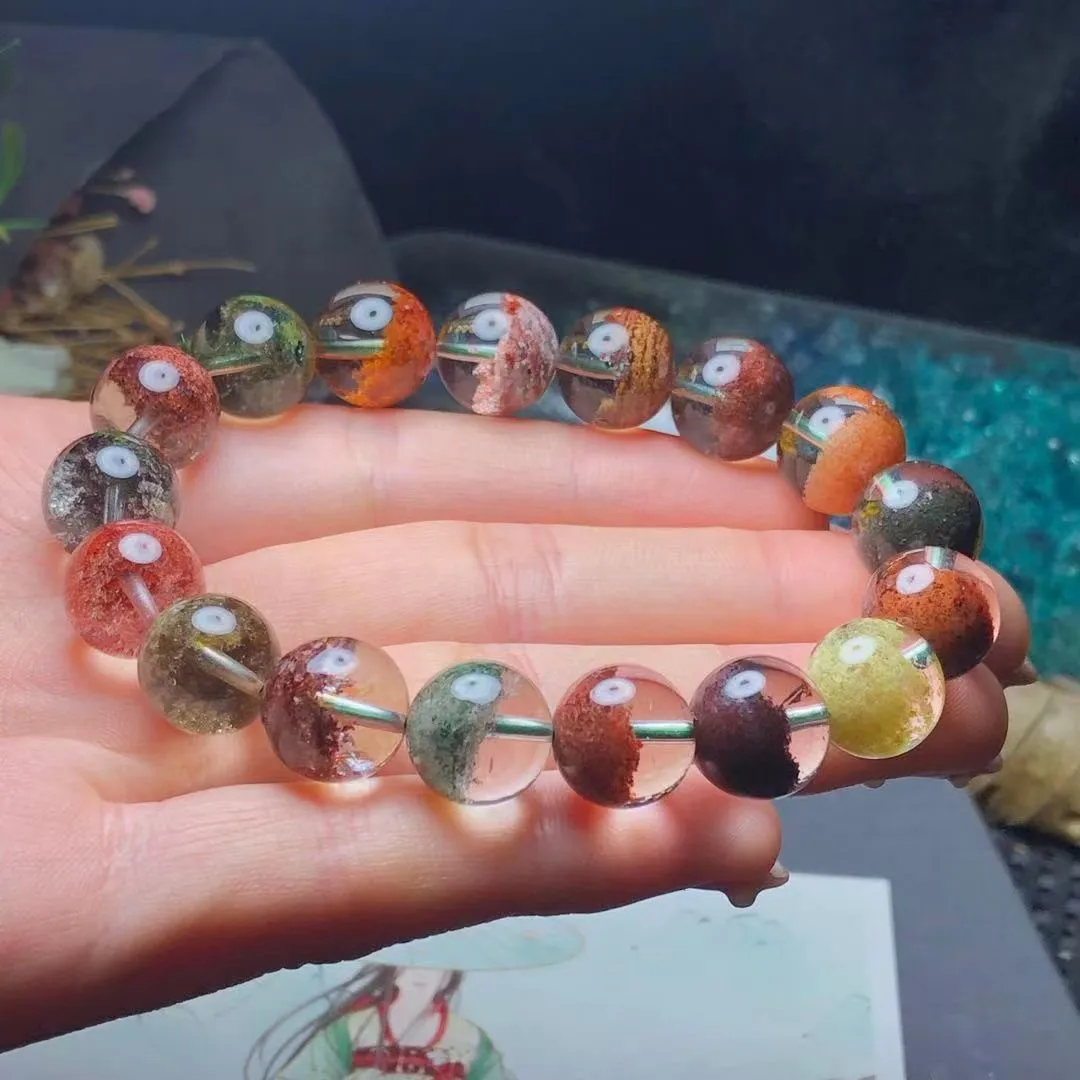 

11mm Natural Colorful Phantom Quartz Bracelet Jewelry For Women Lady Men Healing Gift Crystal Beads Energy Stone Strands AAAAA