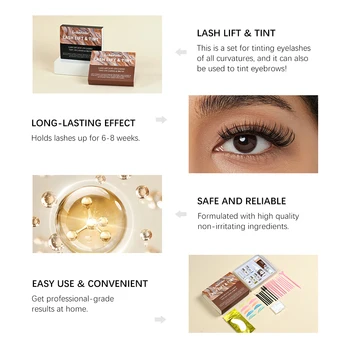Lash Lift and Tint Kit Semi-permanent Brow Professional Brow Lamination Eyelash Lifting Perming Lashes Dye Eyelash Eyebrow Makeu 3