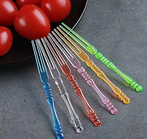 400PCS Disposable 4" Plastic Cocktail Picks Fruit Forks Cocktail Sticks Party Supplies Plates Picks Cake Forks Dessert Forks