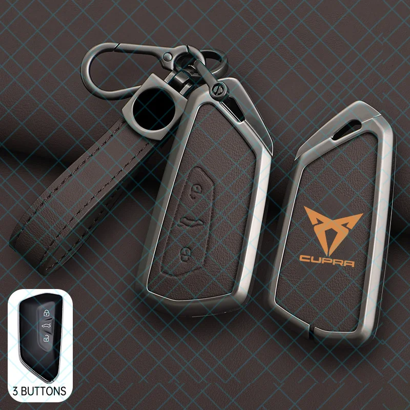 새로운 아연 합금 가죽 자동차 키 케이스 커버 쉘 키 홀더 보호대 (SEAT Cupra FR Leon Arosa Tolendo Exeo Raval 밸브 코어용)