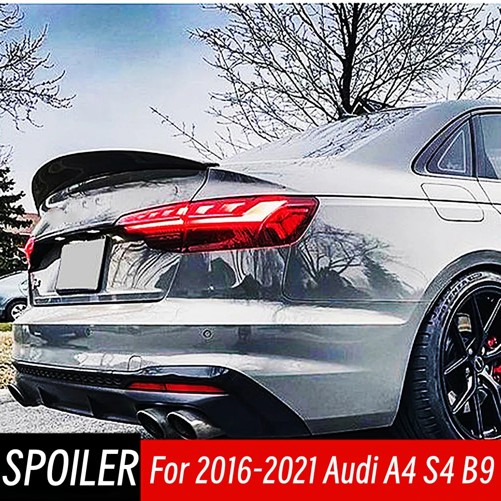 

Real Carbon Fibe Rear Trunk Lid Ducktail Spoiler Wings Part For 2016-2021 Audi A4 S4 B9 Car Exterior Tuning Styling Accessories
