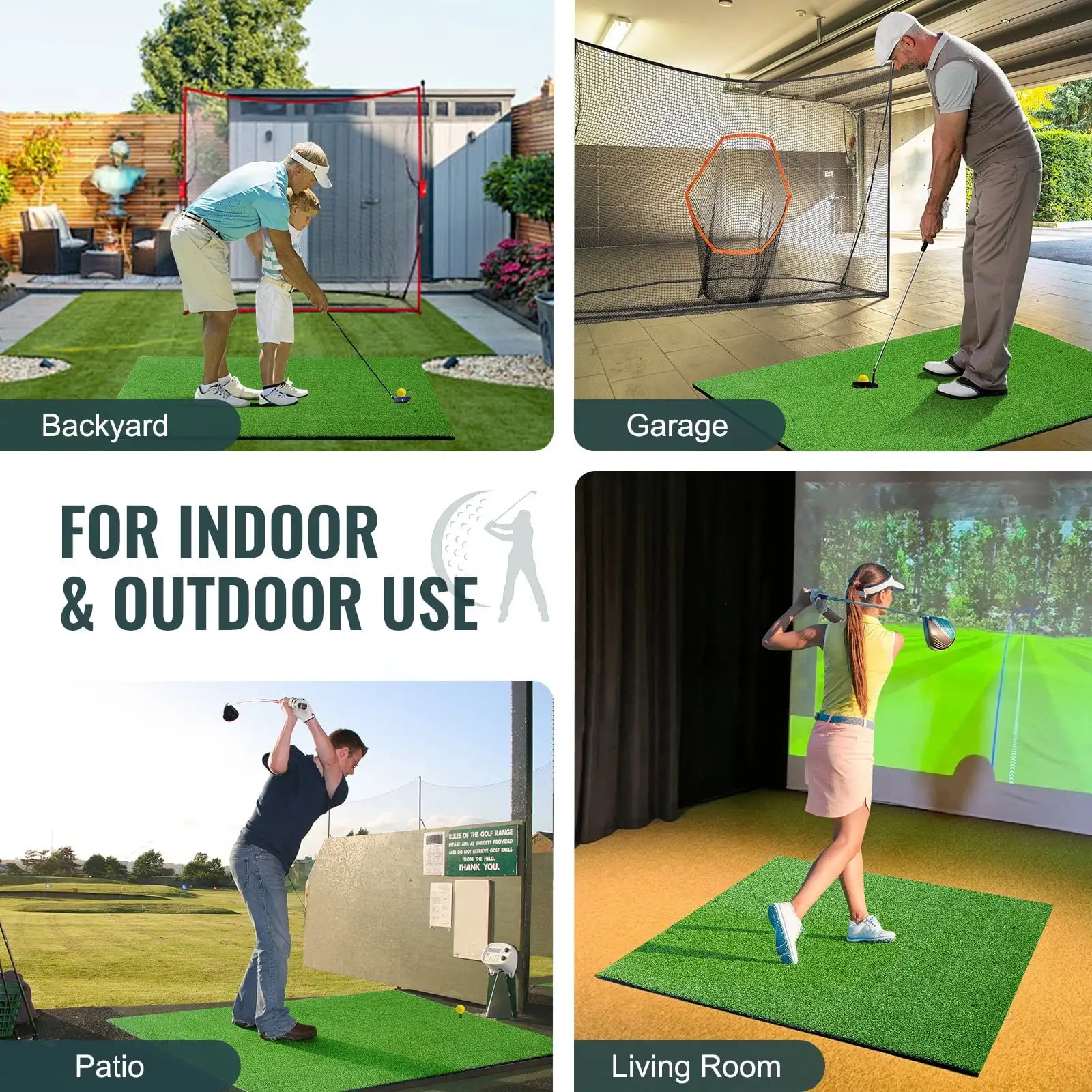 5x4ft Golf Hitting Mat Turf Golf Training Aid Indoor Outdoor Practice